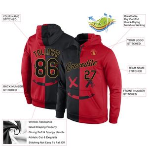 Motif Graffiti cousu personnalisé noir-vieil or 3D sport pull sweat à capuche - Product Image 2