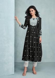 Latest Trending Rayon Viscose With Embroidery Kurti Pant Manufacturer And Supplier From India At Lowest Rate - Product Image 4