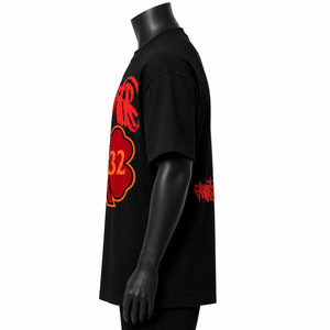เสื้อยืดโอเวอร์ไซส์ลายกราฟิกสำหรับผู้ชาย เสื้อผ้าสตรีทแวร์ฮิปฮอปผ้าฝ้าย เสื้อยืดแฟชั่นลำลองสีดำ - Product Image 4