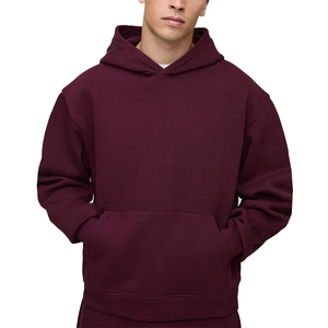 OEM High Quality High GSM French Terry Fleece Winter <b>Hoodie</b> ODM Solid <b>Burgundy</b> 100% Cotton <b>for</b> <b>Men</b> - Product Image 1