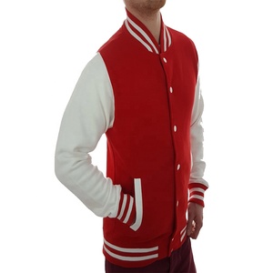 Veste universitaire rouge et blanche personnalisée en gros pour hommes, veste de baseball - Product Image 6