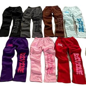 Nouveau pantalon pour hommes personnalisé lavé bouffée impression Streetwear pantalons de survêtement 100% coton français éponge Baggy hommes pantalon pantalons de survêtement Joggers - Product Image 1