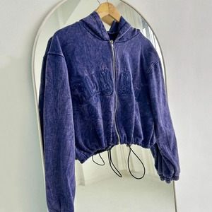 Sudadera con capucha y cremallera de algodón lavado con ácido vintage, ropa de calle bordada con logotipo personalizado, sudaderas con capucha y sudaderas de mujer de alta calidad - Product Image 3