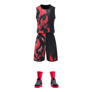 Nouvel arrivage de maillots de basket-ball pour hommes Uniforme de basket-ball vierge pour adultes Gilet d'entraînement Short à double poche Vêtements de sport - Product Image 3