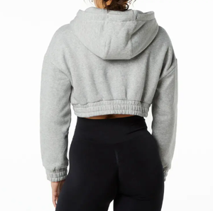 Women's Style <b>Long</b> Sleeve Neck Crop Top Hoodie Pullover Sweatshirt Custom Logo Embroidery Fashion Ladies Blank <b>Coats</b> - Product Image 3