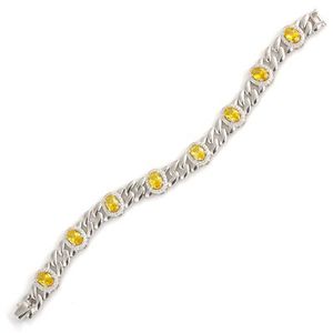 925 Sterling <b>Silver</b> Crystal <b>Bracelet</b> with Eight Citrine Stones Elegant <b>Bangle</b> - Product Image 2