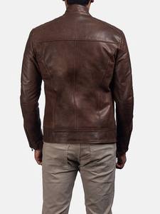 Chaqueta de Motociclista de Piel de Oveja Desgastada Dean Brown, Acabado Premium con Aceite, Estilo Vintage, Corte Ajustado, Ecológica, 100 Gramos, Prenda Exterior - Product Image 3