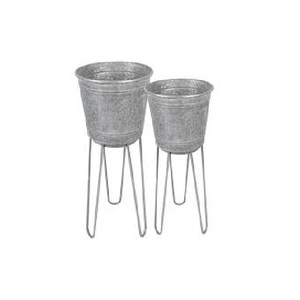 Best Selling Galvanized Metal Plant Pots with Legs Decorative <b>Raised</b> Flower <b>Planter</b> Set for Indoor & Outdoor Use - Product Image 5