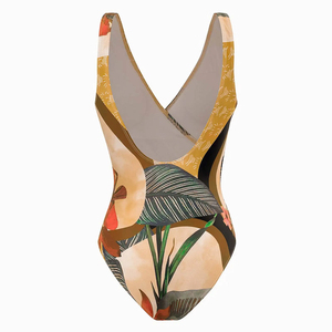 Women Beach Swim Wear One-piece Summer 2023 Print V-<b>neck</b> Quick Dry Breathable Swimwear with Skirt <b>Cover</b> up - Product Image 2