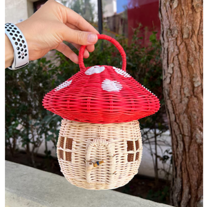 Rotin Champignon Maison À La Main Rotin Nursey Jouets Enfants Chambre Décor Champignon Et Rotin Maison Jouet Petit Stockage En Osier Jouet - Product Image 4