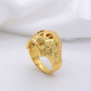 Gothic Skull Face Brass <b>Ring</b> 18k Gold Plated Punk Biker Vintage Wholesale <b>Ring</b> <b>for</b> <b>Men</b> - Product Image 4