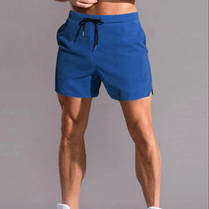 Pantalones cortos deportivos de secado rápido para hombre de alta calidad, tela transpirable de tejido sólido de India, Bermudas elásticas informales de cintura media - Product Image 1