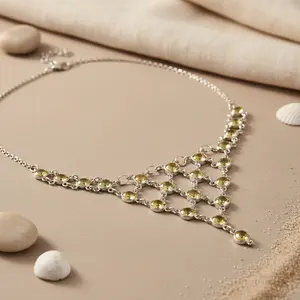 สร้อยคอคริสตัลเงิน 925 สำหรับผู้หญิง พร้อมอัญมณีซิทริน ของขวัญเครื่องประดับ - Product Image 2