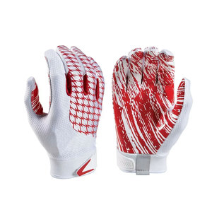 Adult Full Finger Baseball Gloves White <b>Red</b> Sublimation Print Non-Slip Hook And Loop Closure All Seasons - Product Image 1