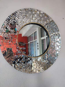 Espejo de pared de cristal de mosaico hecho a mano de estilo moderno calidad de exportación para decoración de pared de baño de restaurante de Hotel de India - Product Image 5