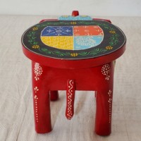 Tabouret éléphant en bois fabriqué à la main-Table d'appoint décorative traditionnelle peinte à la main meubles de console en incrustation d'os pour la maison, la chambre