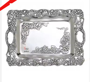 Plateau de service en acier inoxydable en métal de forme rectangulaire au design unique pour le restaurant et le bar de l'hôtel - Product Image 3