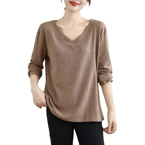 เสื้อสเวตเตอร์ถักคอตตอนออร์แกนิกสำหรับ100% ของผู้หญิงเสื้อสเวตเตอร์สีพื้นระบายอากาศได้ดีดีไซน์ลำลองตามสั่ง - Product Image 1