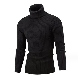 Pull à col roulé tricoté coupe ajustée pour hommes, pull élégant à la mode, tissu doux et respirant, vêtements décontractés confortables - Product Image 2