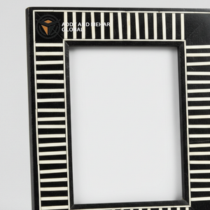Handcrafted <b>Black</b> Bone Inlay <b>Photo</b> <b>Frame</b> Elegant Striped Mosaic Design for Home Decor - Product Image 5