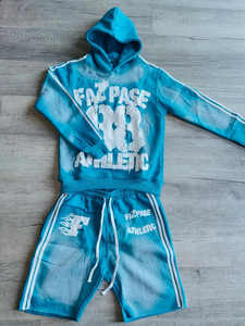 Custom Logo Rhinestone Acid Wash Streetwear Hoodie Tracksuit Screen Printing <b>Sweat</b> Suit Vintage Hoodies & <b>Shorts</b> Set For <b>Men</b> - Product Image 3