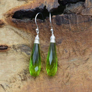 Pendiente de piedra preciosa de peridoto verde, Plata de Ley 925, gota hecha a mano, regalo de joyería para mujeres y niñas, precio de fábrica al por mayor - Product Image 3