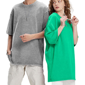 เสื้อยืดผ้าฝ้าย100% สำหรับผู้ชายเสื้อครอปโอเวอร์ไซส์สไตล์วินเทจผ้าดิบขอบตัดขอบ - Product Image 4