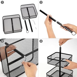 2 Tier <b>Black</b> Fruit <b>Basket</b> Metal Fruit <b>Basket</b> for Kitchen Fruit Storage Rack with Label Clip Organizer for Nursery or Kitchen - Product Image 4