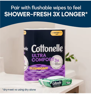 Paquete Original de 4 Rollos de Papel Higiénico Cottonelle Ultra Comfort Soft Eco-Friendly, Textura CleaningRipples, 24 Rollos Estándar Familiares | 108 - Product Image 2