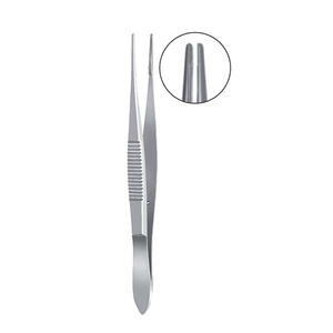Pince ophtalmique à conjonctive Bonaccolto, 100mm, mâchoires dentelées longitudinalement, avec dentelures croisées aux extrémités, largeur 1.7mm - Product Image 2