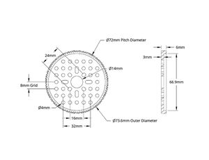 Engrenage à montage sur moyeu en aluminium série 4302, MOD 0.8 (alésage de 14 mm, 90 dents) STEM robot REV WCP FTC FRC - Product Image 2