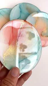 Sous-verres en résine de luxe faits à la main en résine ARTISAN tampons carrés colorés personnalisables pour ensemble de table de tapis de cuisine meilleur prix - Product Image 4