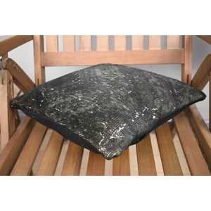 14x14 Inch Black Wool Kantha Rug Woven with Rustic Vintage Pattern for Home Decor - Product Image 4