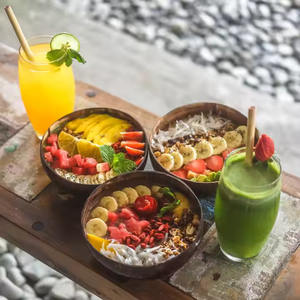 Bols de coquille de noix de coco faits à la main naturels écologiques, bol de noix de coco de salade de mélange de fruits - Product Image 2