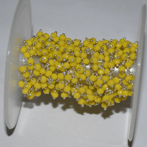 Top Quality Silver Plated Yellow Glass Beads Rondelle <b>Cluster</b> Rosary Chain Wire Beaded Chain for Jewelry Bracelet Making finding - Product Image 1
