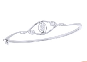 Elegance 0.25Ct Baguette & Round Diamond Moissanite Bangle en Argent Sterling Vente en Gros OEM - Product Image 5