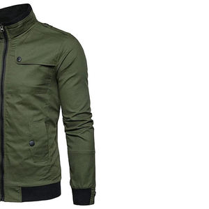 Men's Winter Bomber <b>Jacket</b> for Man Stand Collar Front Logo Breathable <b>Heated</b> Canvas Fabric Zipper Pocket Customizable High - Product Image 6