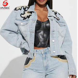 Autumn New Arrivals <b>Crop</b> <b>Jacket</b> and Jeans <b>Denim</b> Cotton Sets Streetwear Women Two Piece Set Breathable Latest Design <b>Denim</b> Set - Product Image 4