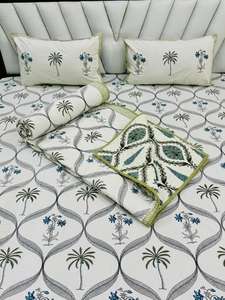 ชุดเครื่องนอน Kantha King ลายบล็อกมืออินเดียผ้าห่มผ้าปูที่นอน4ชิ้นและปลอกหมอนผ้านวมคลุมเตียง - Product Image 3