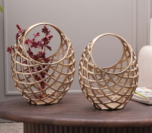 Jarrón de Vidrio Gris Ahumado Wax & Wane con Detalles de Hojas Doradas de Latón, Jarrón de Flores Moderno y Lujoso para Mesa de Hogar, Oficina y Hotel - Product Image 4