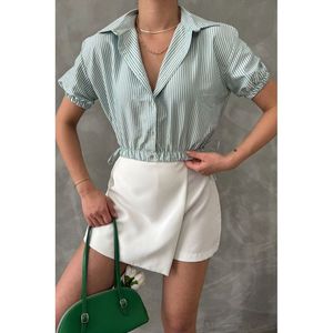 Blusa de Mujer Topshow con Estampado de Cuadros Esmeralda, Cintura y Puños Elásticos, Paquete al por Mayor, Tallas S-L - Product Image 1