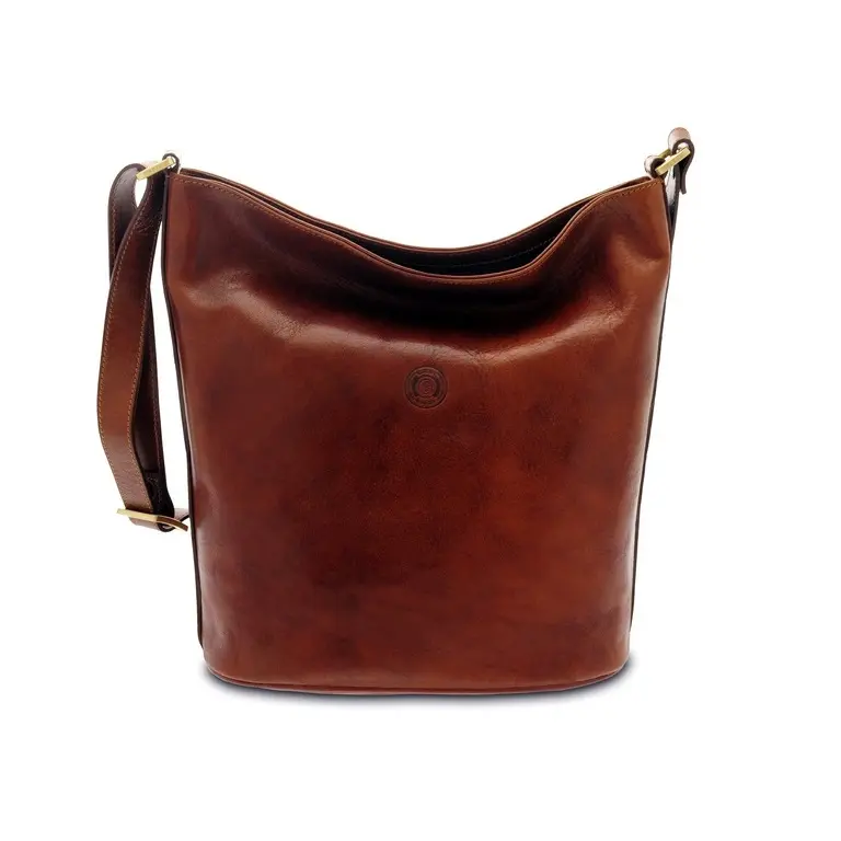 SIGH-Bolso clásico de piel de vaca para mujer, bolsa de piel de vaca con correa de un solo hombro, hecho en Taly 1096TD02 02 marrón