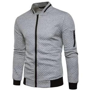 2024 automne/hiver hommes diamant grille contrastant à manches longues coupe ajustée veste décontracté fermeture éclair col montant haut de sport - Product Image 1