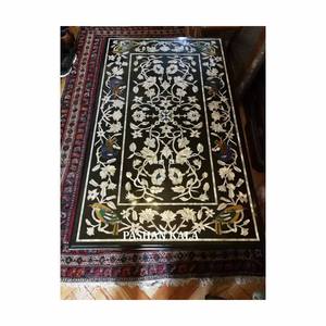 Produit de luxe fait main de style traditionnel dessus de table de conception d'incrustation de fleur noire de marbre blanc pour le meilleur design et la décoration de la maison - Product Image 1