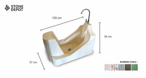 Terrazzo Muslim Wudu Modern Design Oval <b>Basin</b> Joystick Faucet Single Hole Pedestal Sink Foot Washing Drainer 12L Capacity 1 Year - Product Image 3