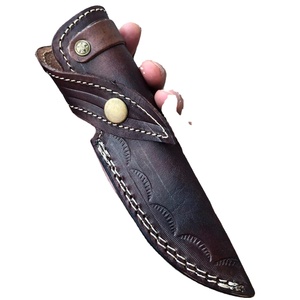 Ceci est un étui à lame fixe en cuir véritable fait à la main. Fabriqué en cuir de qualité, brun foncé - Product Image 1