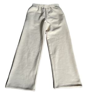 Pantalones de chándal de lana de algodón liso holgados de pierna ancha personalizados para hombre, pantalones casuales de cintura alta con bolsillo lateral para hombre lavados - Product Image 4