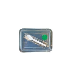 Contenitore per Pranzo Rettangolare Usa e Getta da 38oz con Coperchio Ventilato e Forchetta-Cucchiaio in Materiale PP - Product Image 1