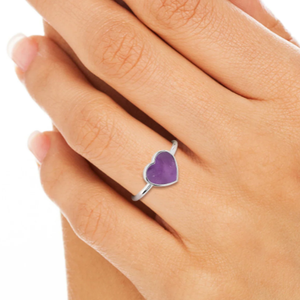 Anillo apilable de Plata de Ley 925, ajuste de bisel, amatista, forma de corazón, rebanada Natural, elegante, de moda, Unisex - Product Image 5