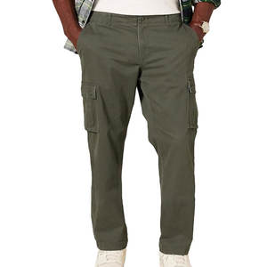 2025 pantalones Cargo informales de primavera para hombre, monos deportivos de algodón 100% holgados, cierre de cintura elástica, Parte delantera plana con cintura - Product Image 1